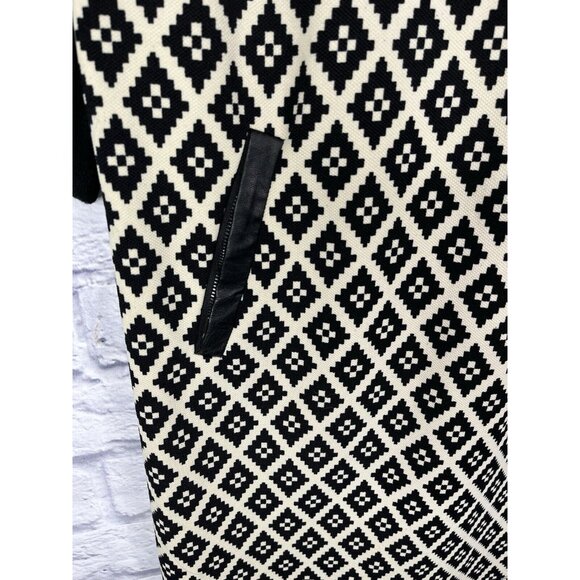 MAEVE Women's Black Cream Geometric Print Shift Dress Small - Picture 2 of 6